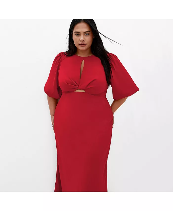

Платье Plus Size Ines с объемными рукавами CITY CHIC, красный