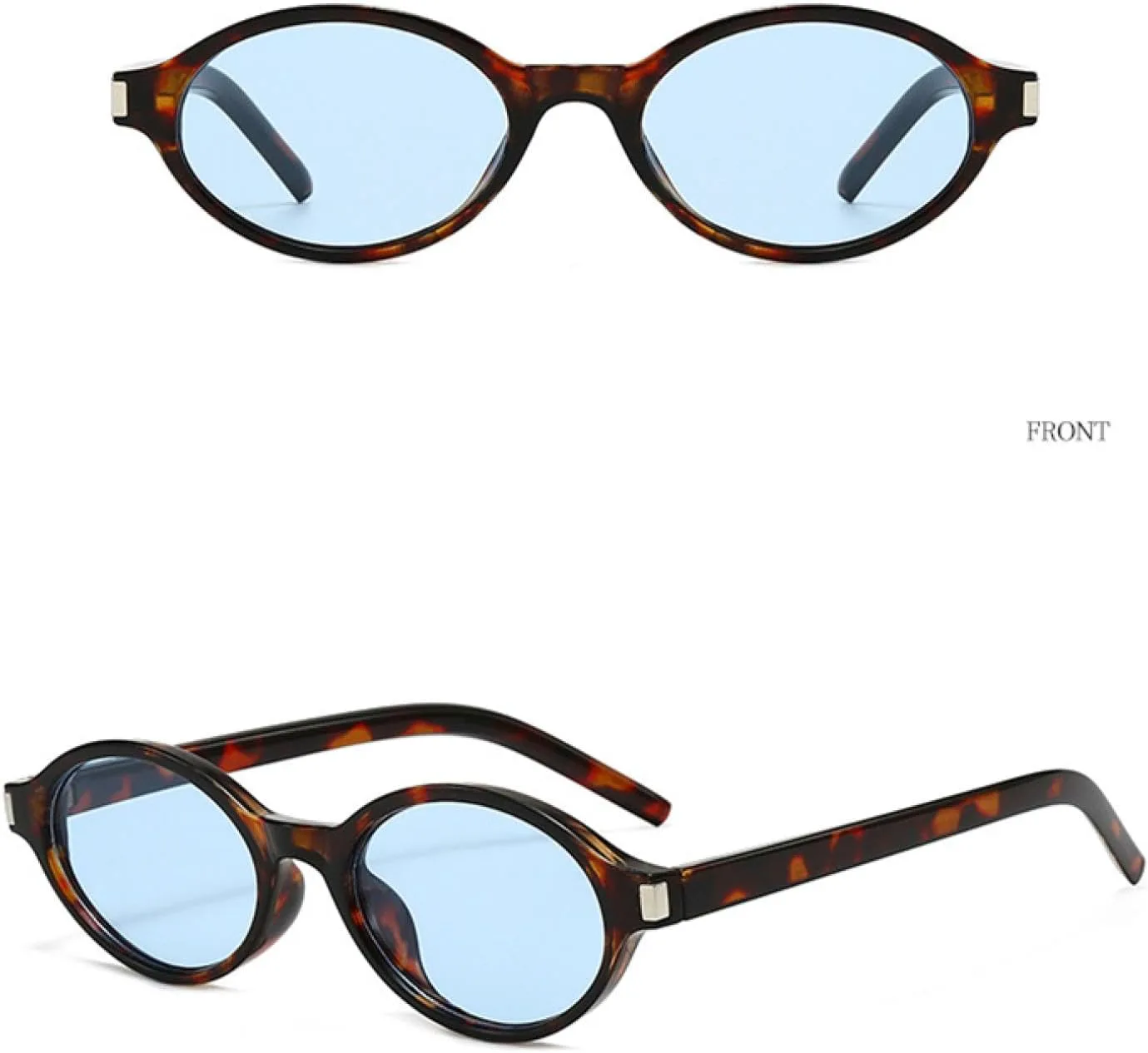 

Модные маленькие овальные солнцезащитные очки для женщин, защита от УФ-излучения UV400, ретро-панк, мужские, леопардовый принт, синие VVTWSSW, Black Clear