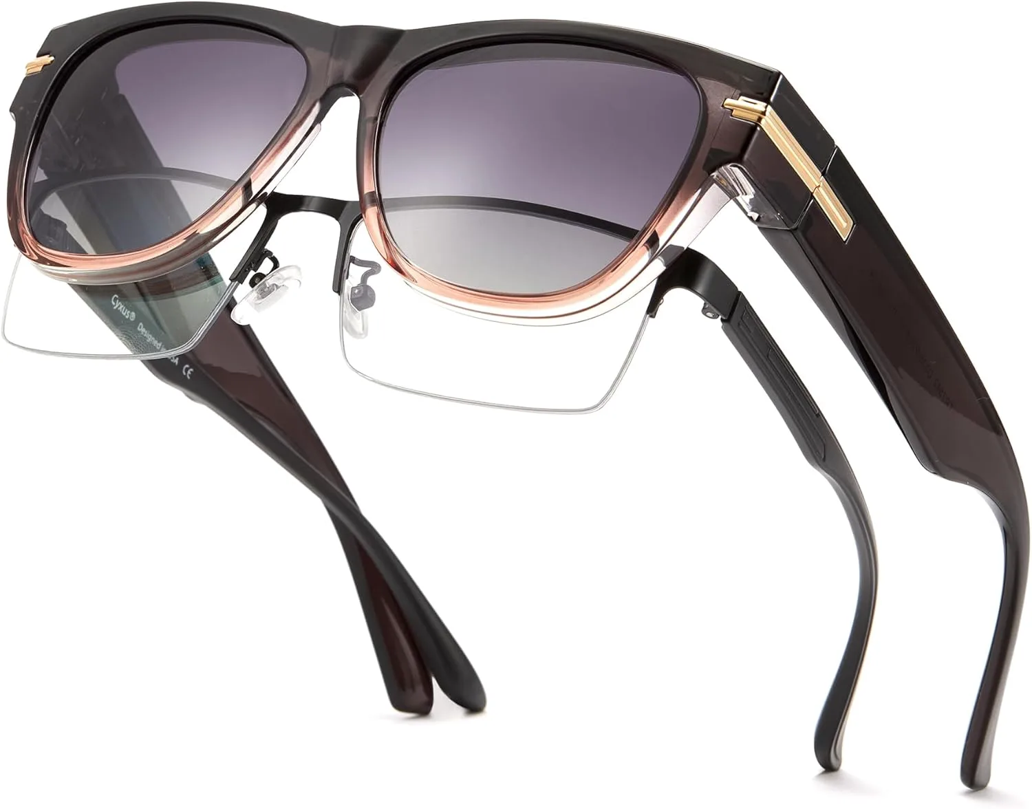 

Поляризованные солнцезащитные очки Cyxus, надеваемые поверх очков с диоптриями, для мужчин и женщин, с защитой от УФ-излучения, модель 1112, черные, Black