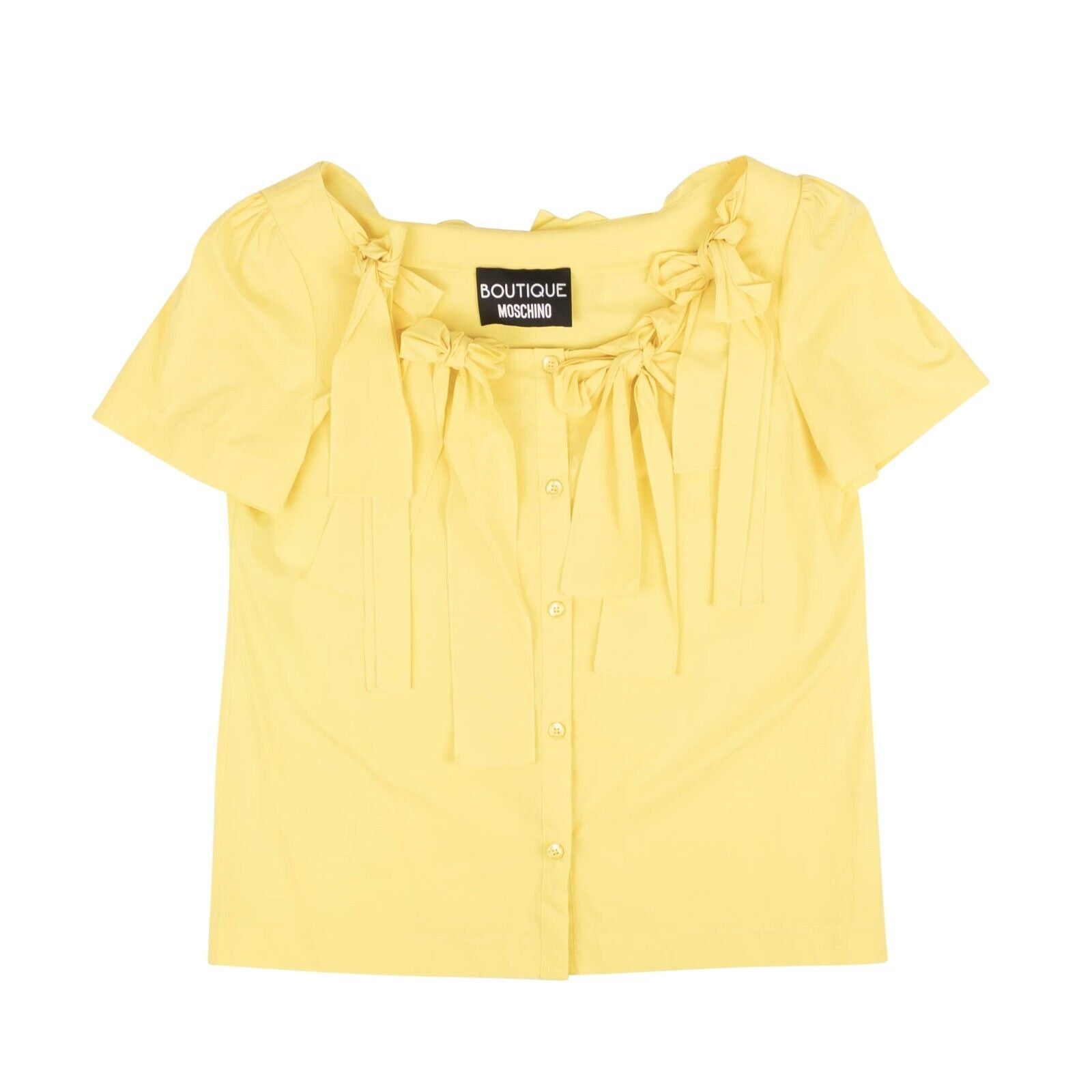

Желтая блузка с открытыми рукавами и акцентом на банте BOUTIQUE MOSCHINO