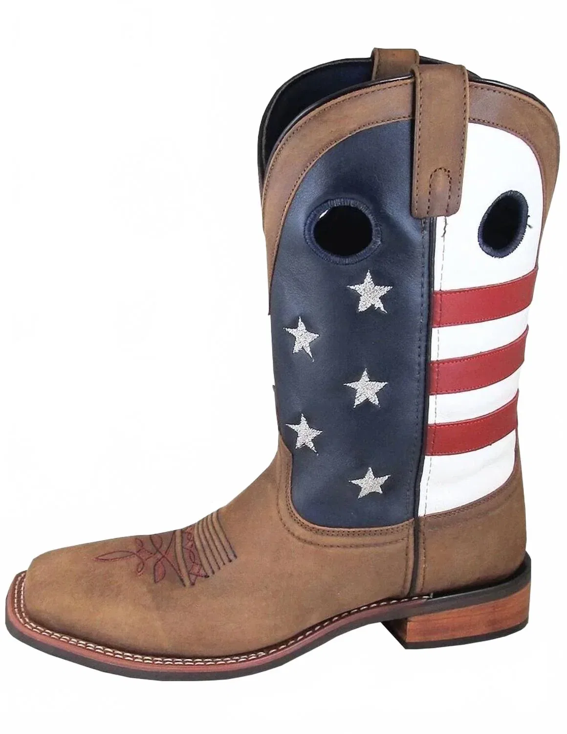Smoky Mountain Boots Мужские кожаные ковбойские сапоги с рисунком «Звезды и полосы» в винтажном коричневом цвете — фото 2