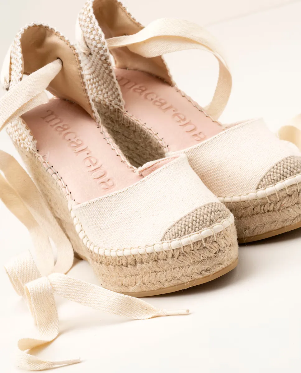 Женские эспадрильи на танкетке на платформе из натурального хлопка Macarena Shoes, цвет Crudo — фото 4
