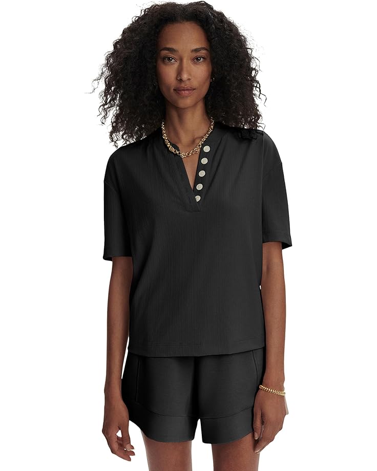 

Футболка Varley Kasey Mock Placket Rib Tee, черный