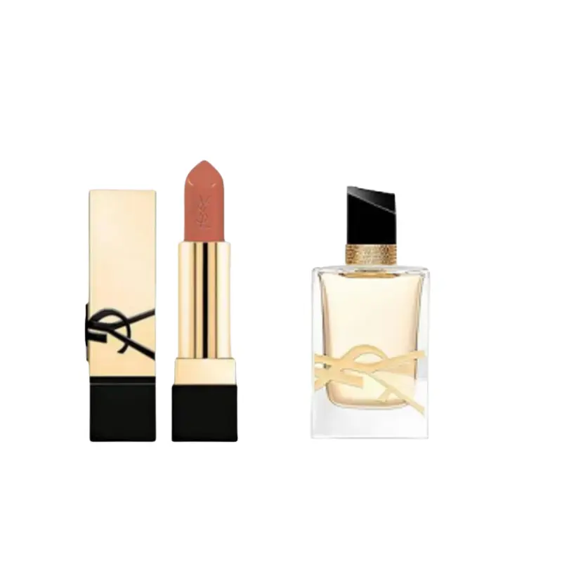 

Набор пробников помады и духов, мини-набор пробников косметики для губ, легко растушевывается, блестящий комплект из двух предметов SAINT LAURENT