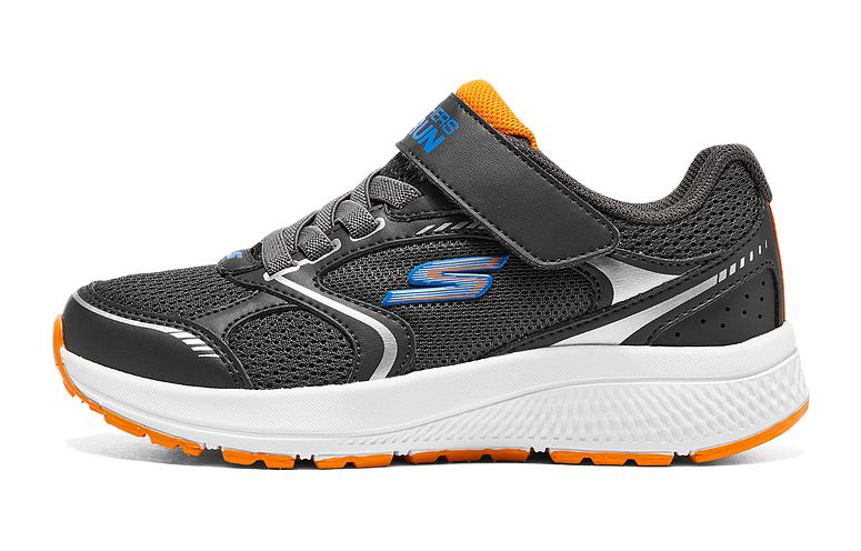 Низкие детские беговые кроссовки черно-оранжевые подростковые Skechers — фото 2