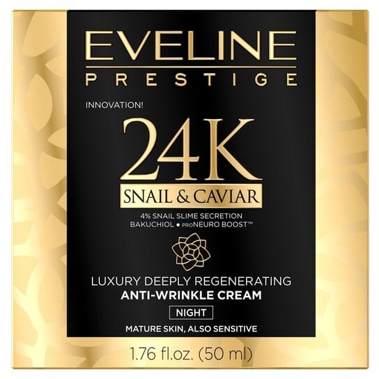 

Роскошный глубоко регенерирующий ночной крем против морщин, 50 мл Eveline Cosmetics, Prestige 24k Snail&Caviar