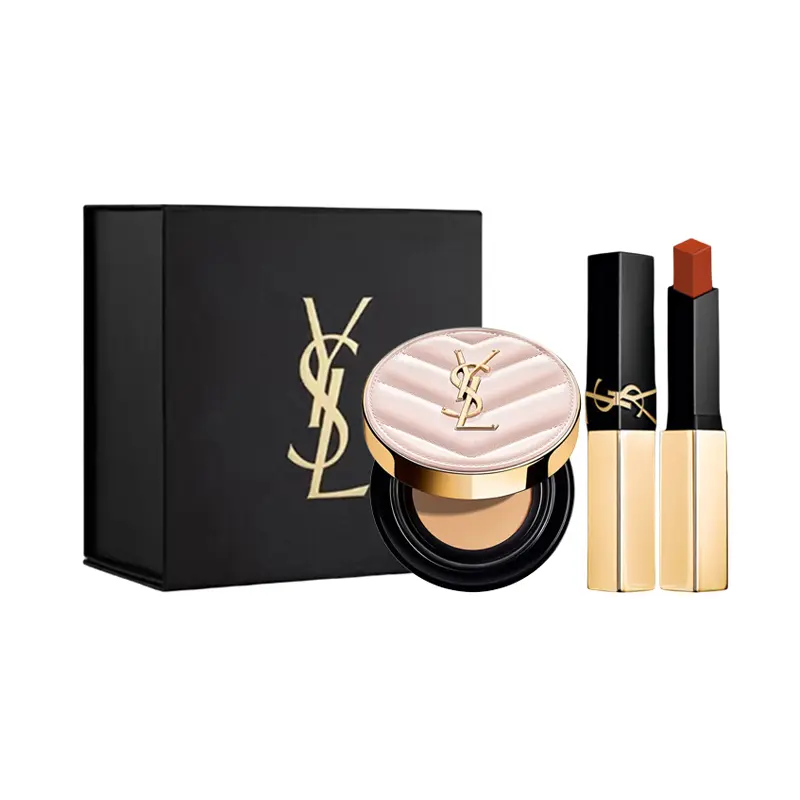 Подарочный набор Yves Saint Laurent: губная помада Rouge Pur Couture The Slim №1936, 2,2 г + кушон Touche Eclat Glow Pact B10, 12 г