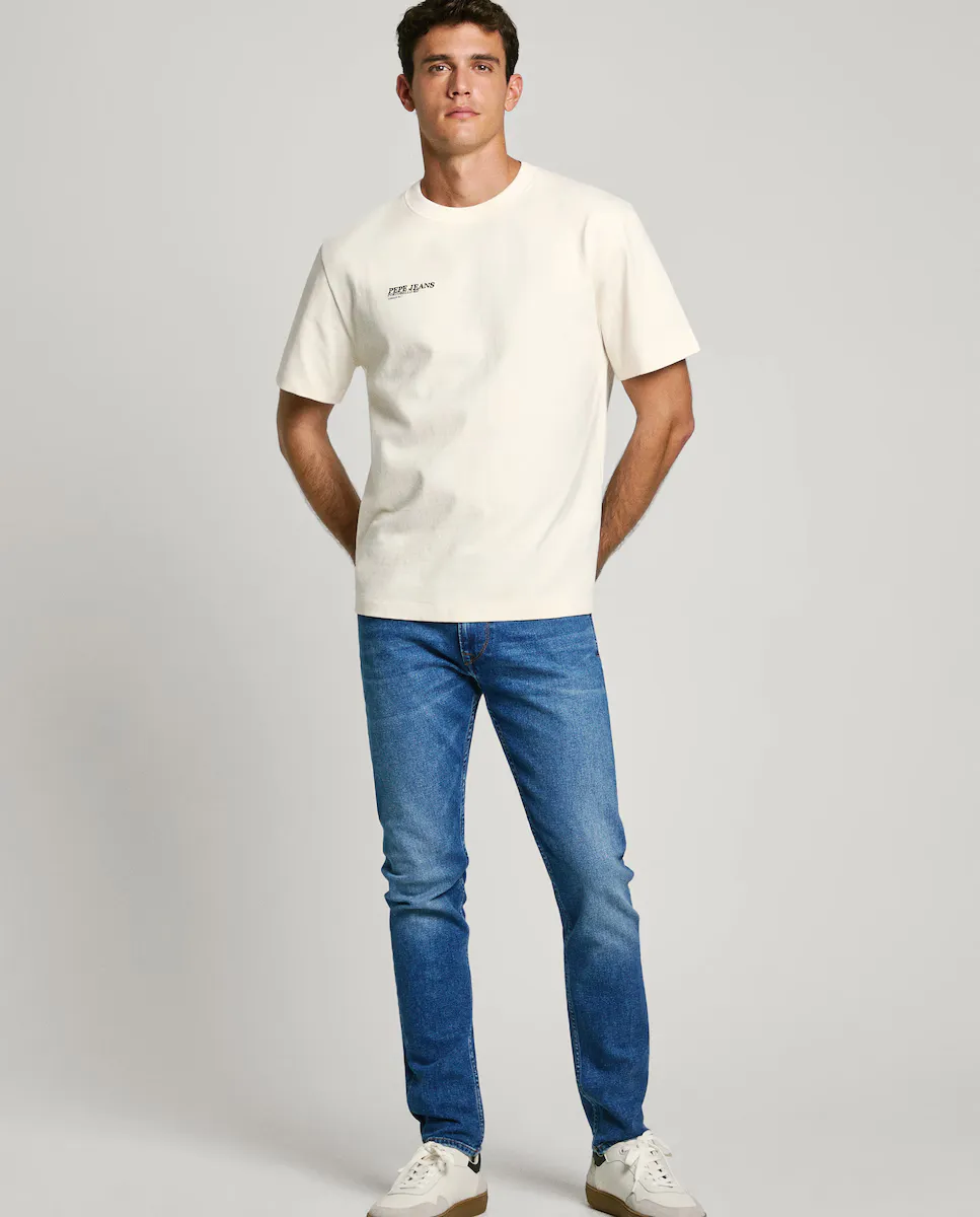 

Мужские зауженные джинсы Spike fit с эффектом потертости Pepe Jeans, синий