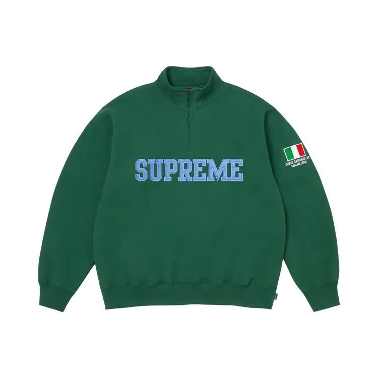 Пуловер Supreme Shop Flag Half Zip Pullover 'Dark Green Milan'