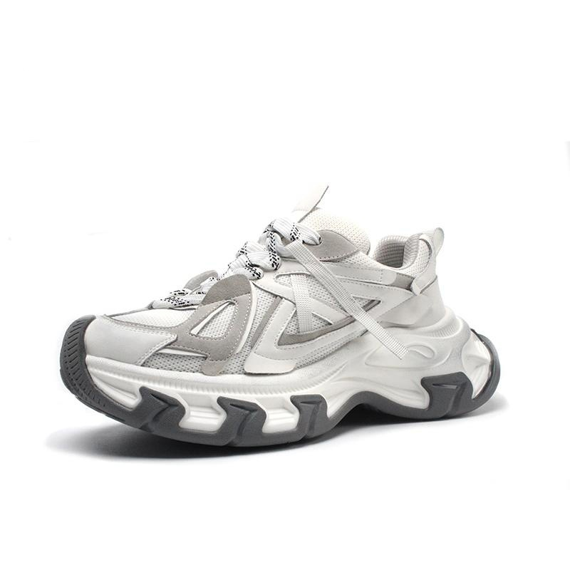 

BASLS Дышащие массивные кроссовки мужские низкие бело-серые, цвет White Gray