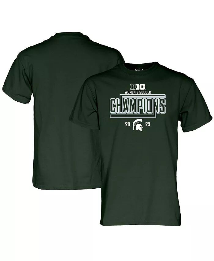 

Мужская и женская зеленая футболка Michigan State Spartans 2023 Big Ten Womens Soccer Regular Season Champions для раздевалки Blue 84