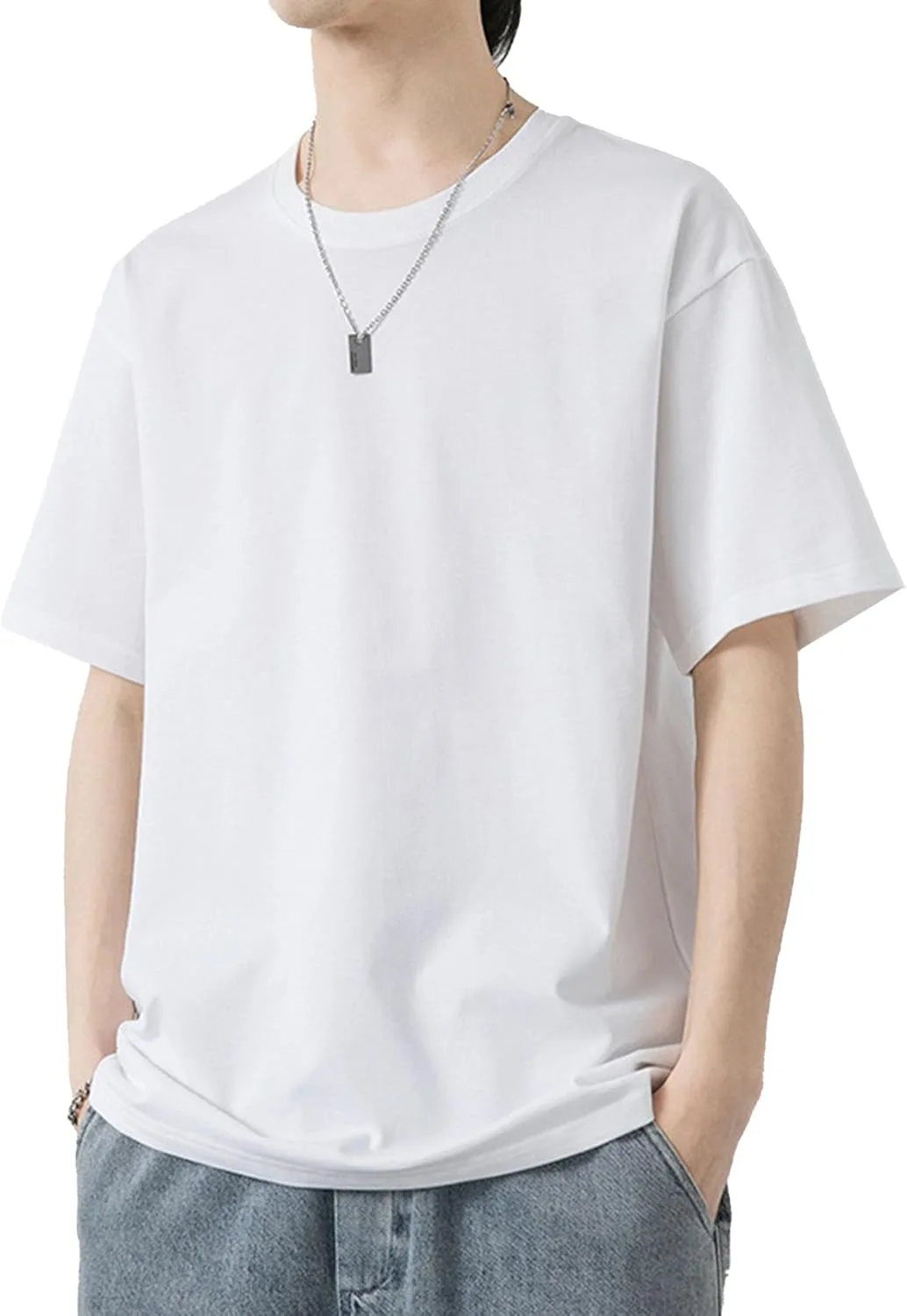 

Мужская оверсайз футболка с круглым вырезом, хлопок, легкая SWJGLITTR