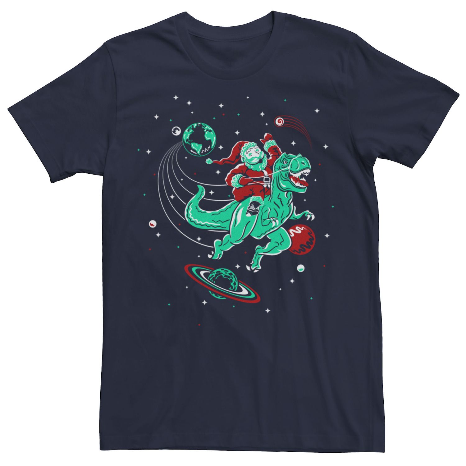 

Мужская красочная футболка Santa Riding T-Rex Space Licensed Character, синий