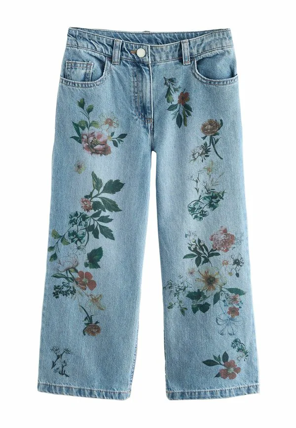 Джинсы свободного кроя с широкими штанинами Next, Mid Blue Denim Floral Print