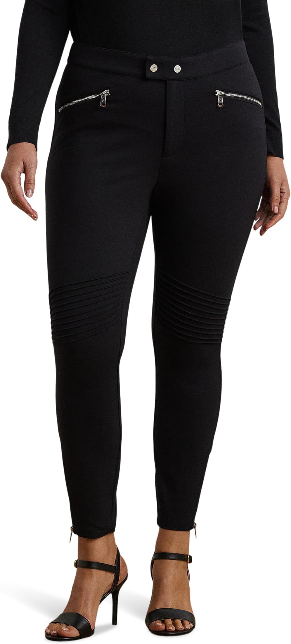 

Брюки Lauren Ralph Lauren Plus Size Pintucked Ponte Jodhpur Pants, черный