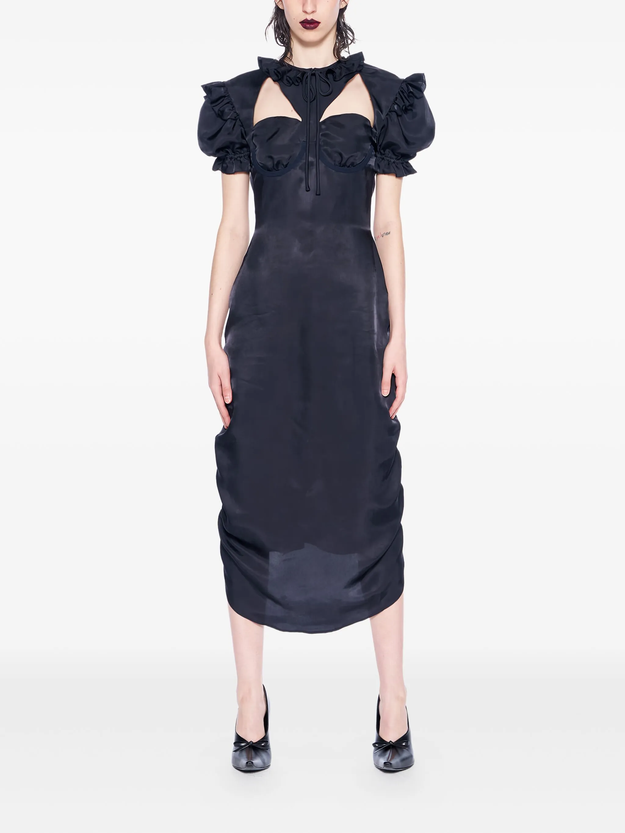 

Платье с оборками и вырезами Pushbutton, синий