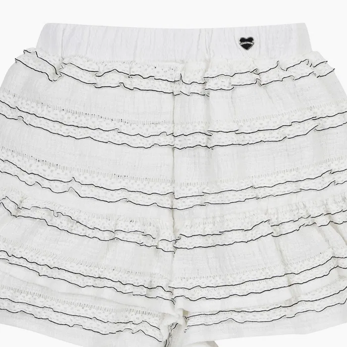 Детские шорты Flower Lace Frill цвета айвори от Benetton Kids — фото 3