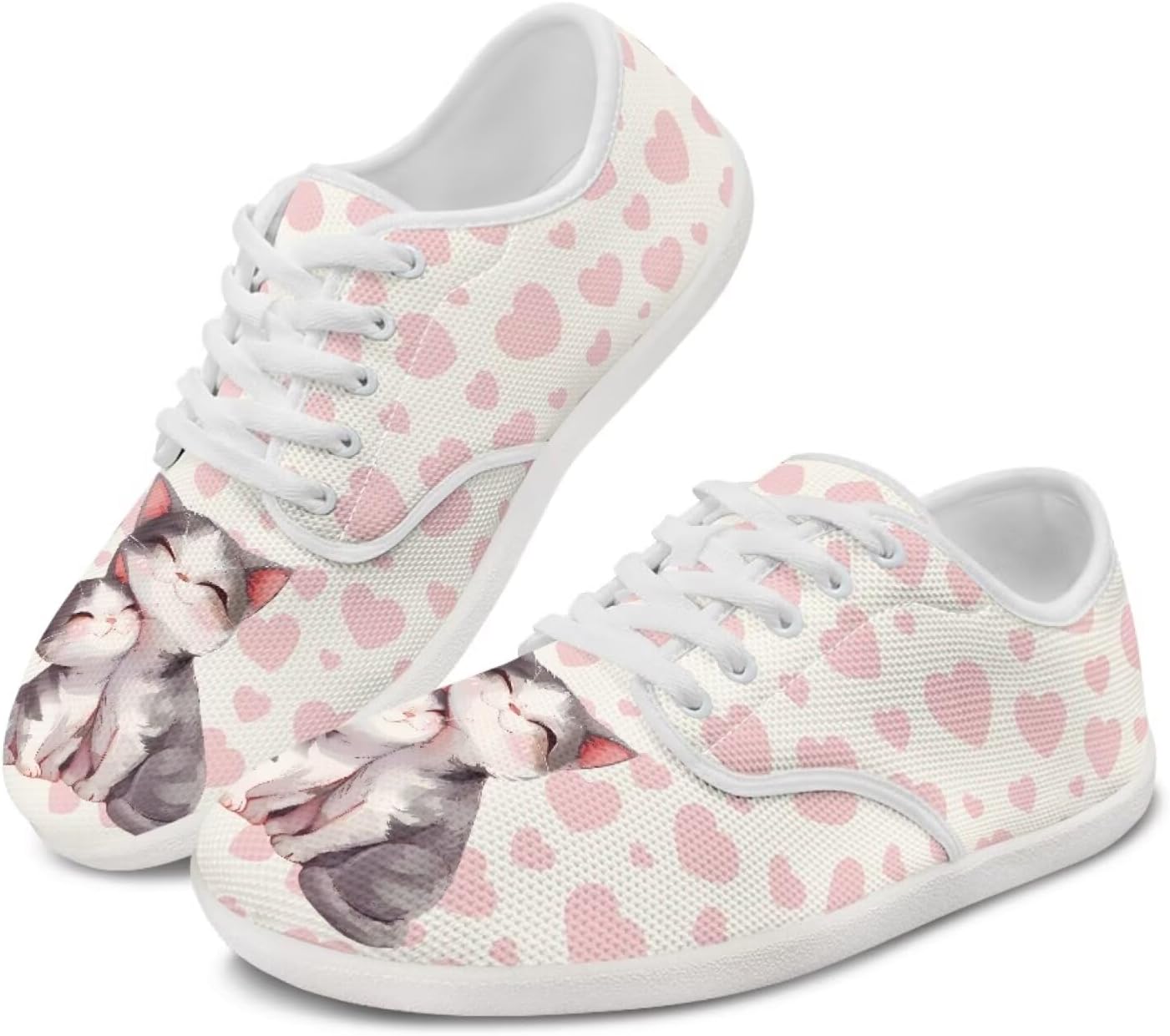 

Женские кроссовки с котиком, беговые, повседневные, для отдыха, вождения, лоферы, на шнуровке, для прогулок на улице Ecaestolph, красный/розовый