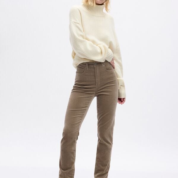 

Брюки slim-fit из бархата с высокой талией Gap, коричневый