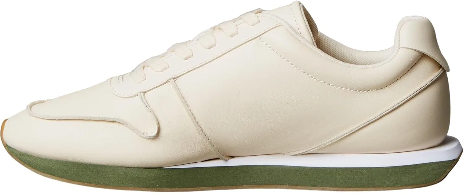 Мужские кроссовки Calvin Klein Retro Runner на шнуровке LTH Pinch Ym0ym01455 Low Top, White Light Cashew Medieval Forest