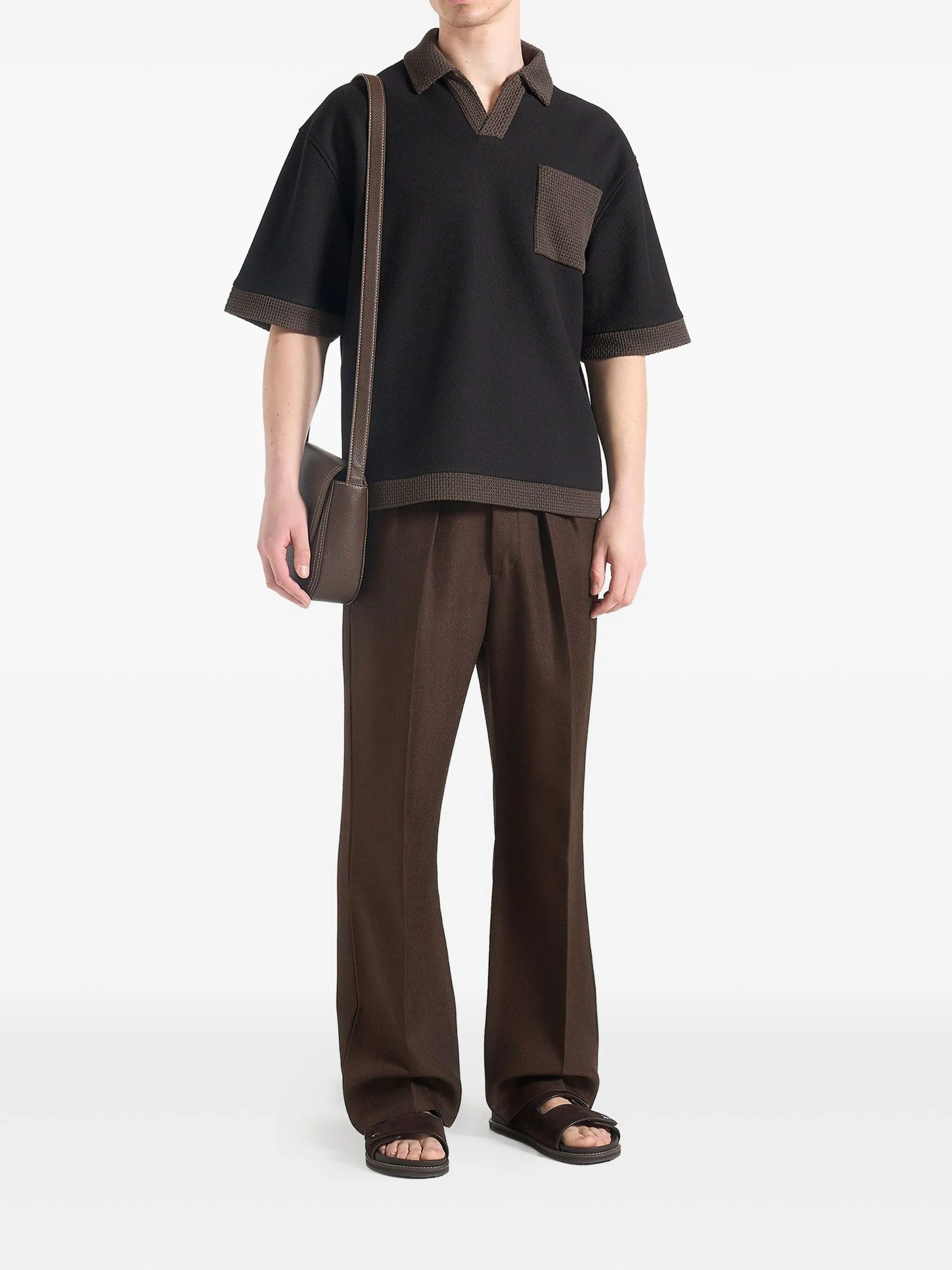 

Рубашка поло Brice Boxy в технике кроше Manière De Voir, черный