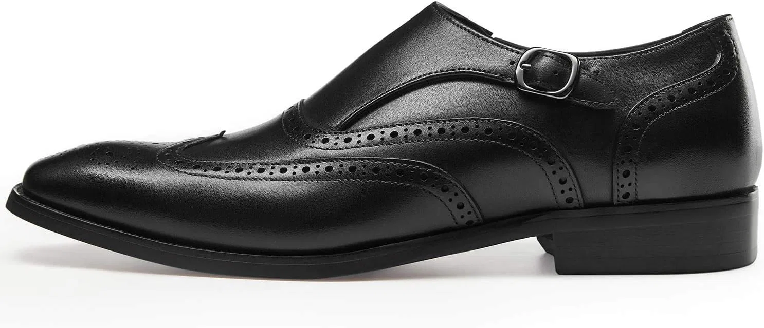 Лоферы кожаные Monk Strap Wingtip, Black FRASOICUS — фото 2