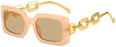 

Прямоугольные солнцезащитные очки-гелевые очка для женщин в стиле ретро с цепочкой на дужках, солнцезащитные очки UV400 для мужчин с прозрачными линзами Ocean MTZJH, Jelly Tea Tea