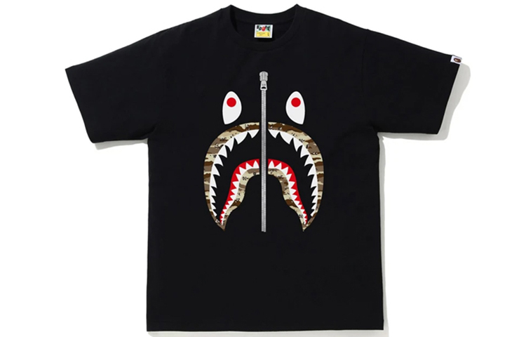 Футболка Bape Forest Camo Shark A BATHING APE, бело-серебристая — фото 2