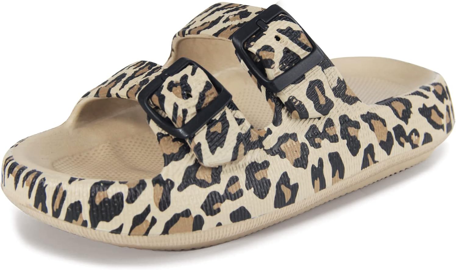 

Сандалии Weweya для женщин и мужчин - Тапочки-подушки - Слайдеры с двойной пряжкой и регулируемой застежкой - Плоские сандалии из ЭВА, Leopard