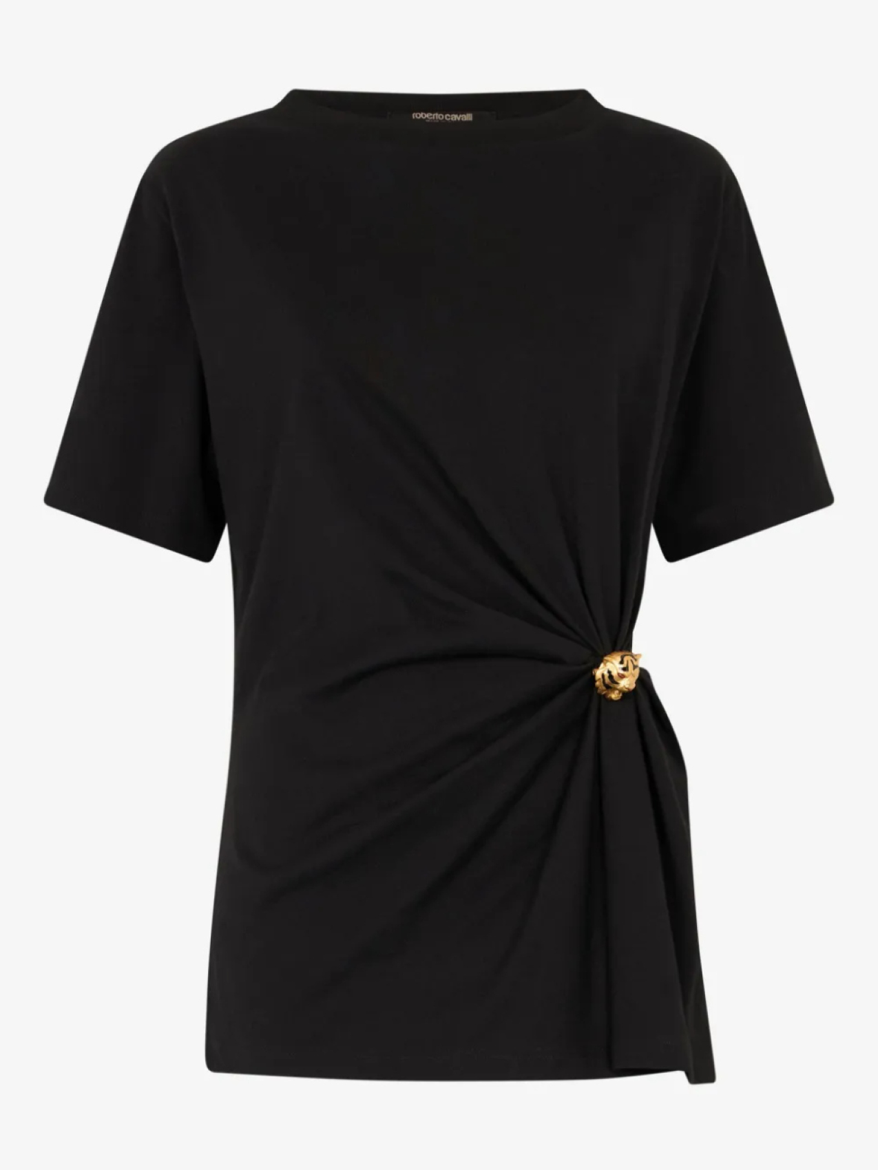 

Футболка с брошью в виде головы тигра Roberto Cavalli, черный