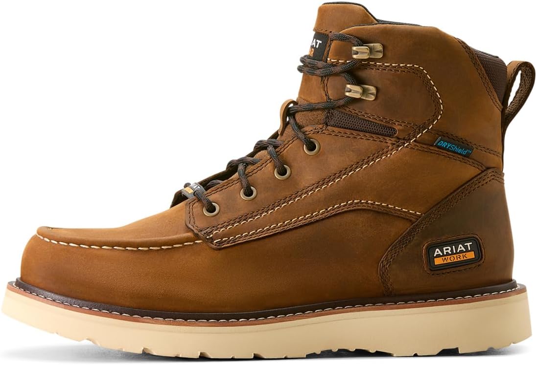 Мужские ботинки ARIAT Rebar с клиновидным носком и водонепроницаемой защищенной подошвой, высота 15 см, коричневый — фото 2