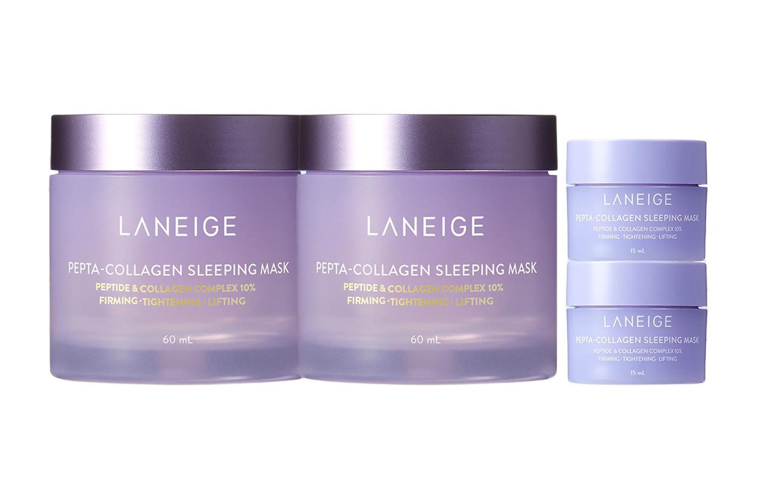 

LANEIGE Ночная маска LANZHI Night Cat Purple с коллагеном и пептидами для сна увлажняющая и восстанавливающая 60мл*2+15мл*2