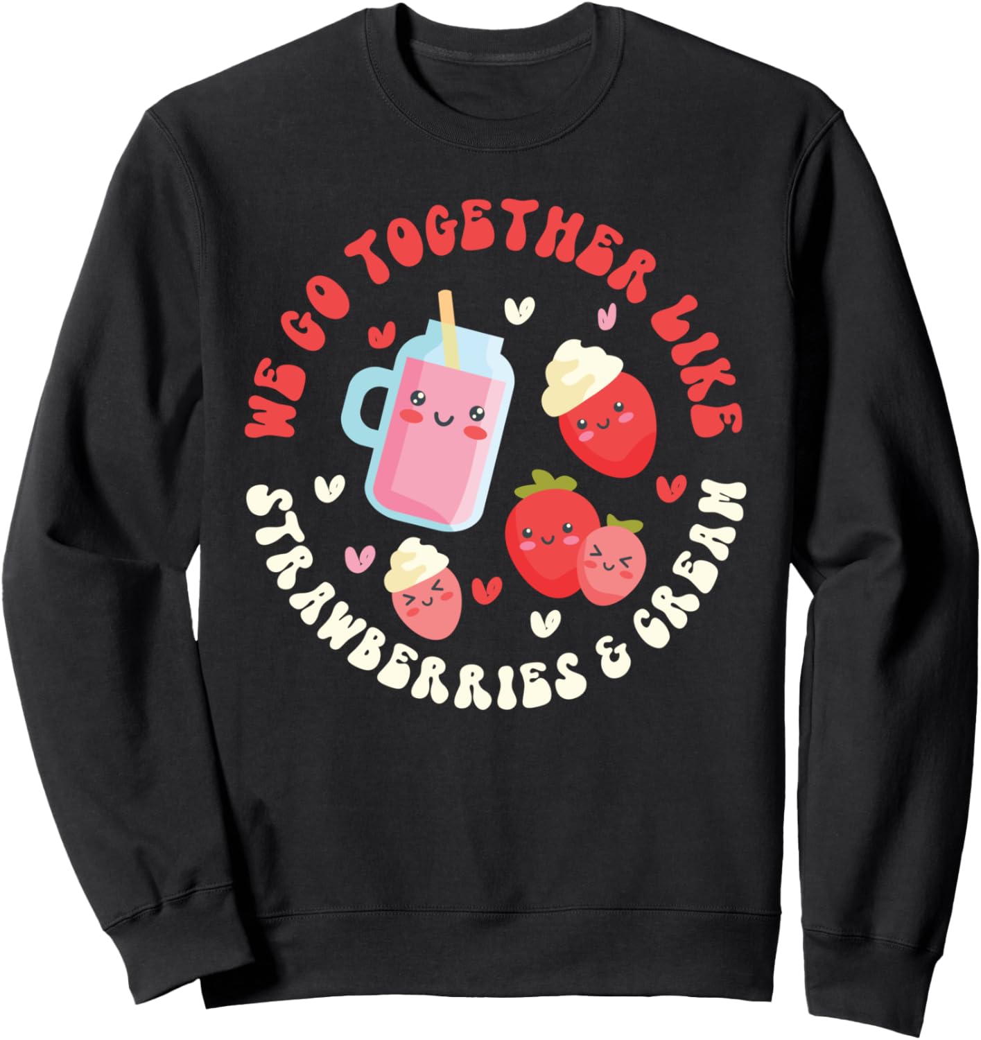 

Толстовка, которая сочетается так же хорошо, как клубника со сливками Matching Romantic Partner Love Designs For Couples, черный