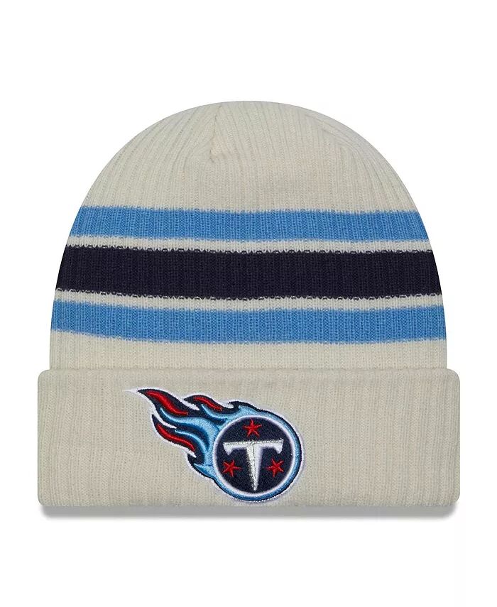 

Мужская кремовая вязаная шапка Tennessee Titans Team Stripe Cuffed New Era