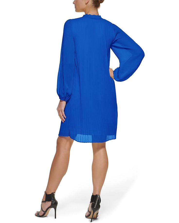 

Платье DKNY Long Sleeve Pleated Shift Dress with Neck Tie, цвет Cosmic Blue