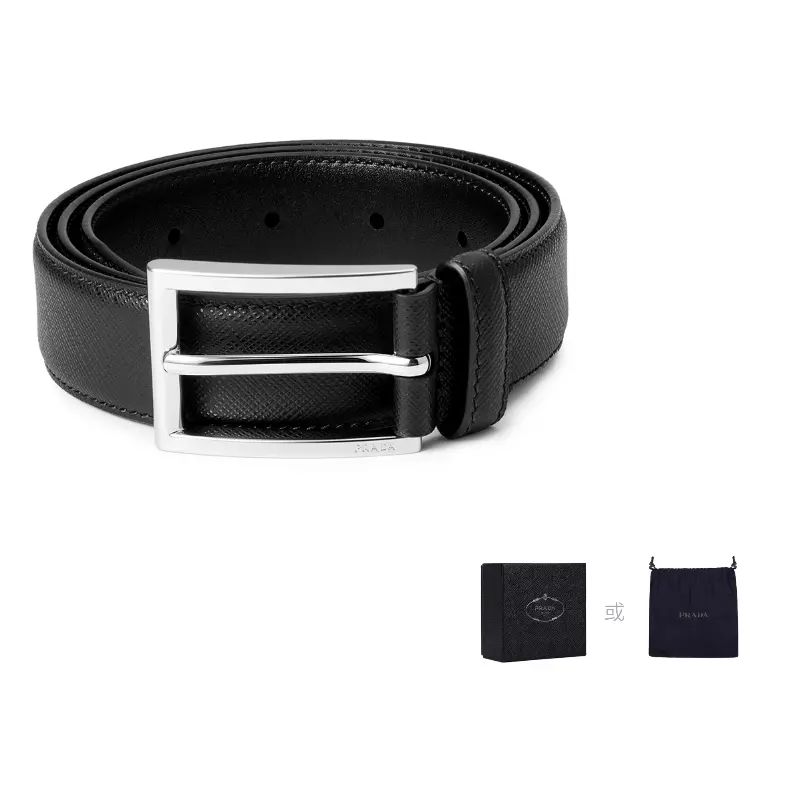 

PRADA Мужской кожаный ремень из коровьей кожи черный шириной 3 см, Black