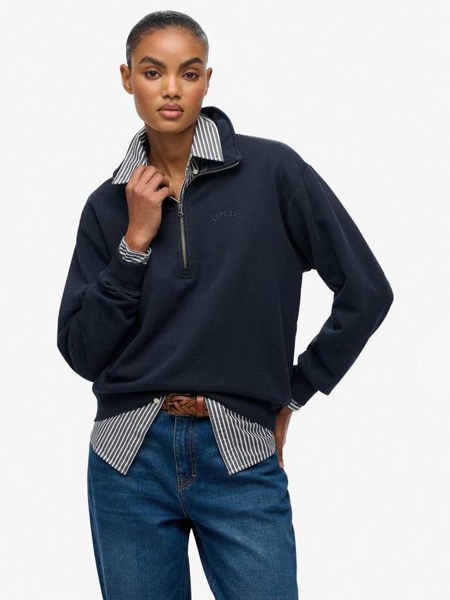 

Свитер Essential Logo с краповой окраской и молнией на половину Superdry, Eclipse Navy