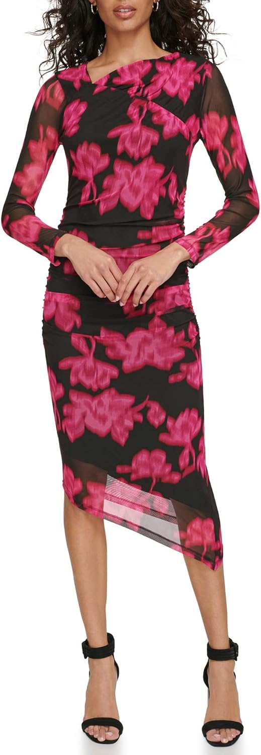 

Женское трикотажное платье Calvin Klein с рюшами, Black Cerise