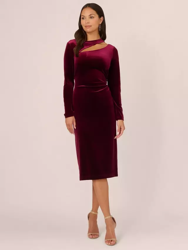 

Платье Adrianna Papell Velvet Asymmetric, бордовый