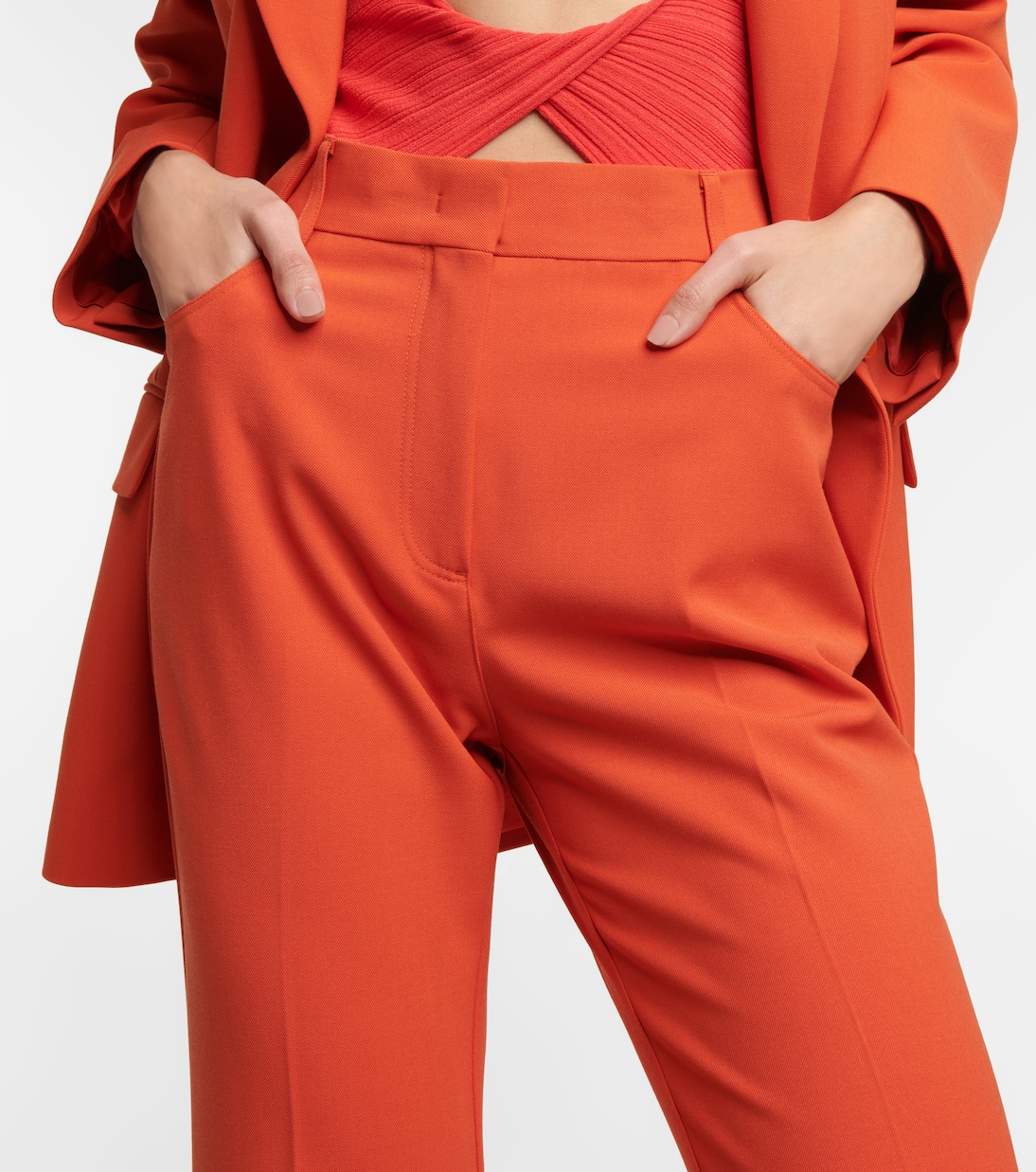Брюки с высокой талией и складками Stella McCartney, Tangerine — фото 4