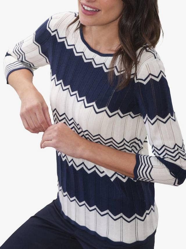 

Джемпер зигзагообразной вязки Pure Collection, цвет Navy/Ivory