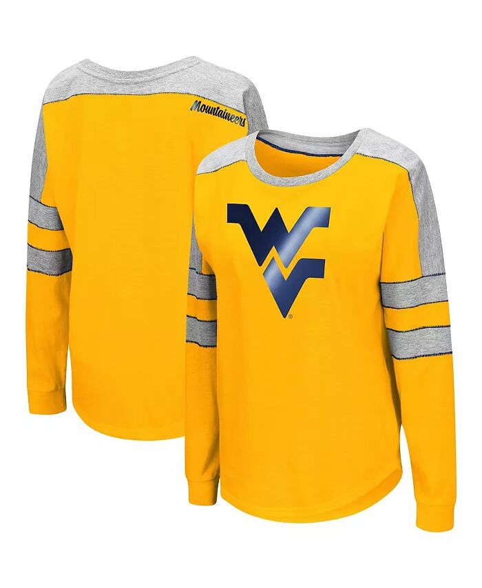 

Женская золотая футболка West Virginia Mountaineers Trey Dolman с длинным рукавом Colosseum