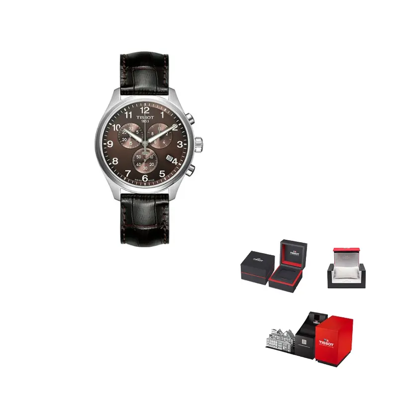 

TISSOT Часы Speedy Collection Quartz Movement Men's Watch Watch 45mm Coffee Watch Dial Stainless Steel Case Leather Strap, Brown Watch Dial