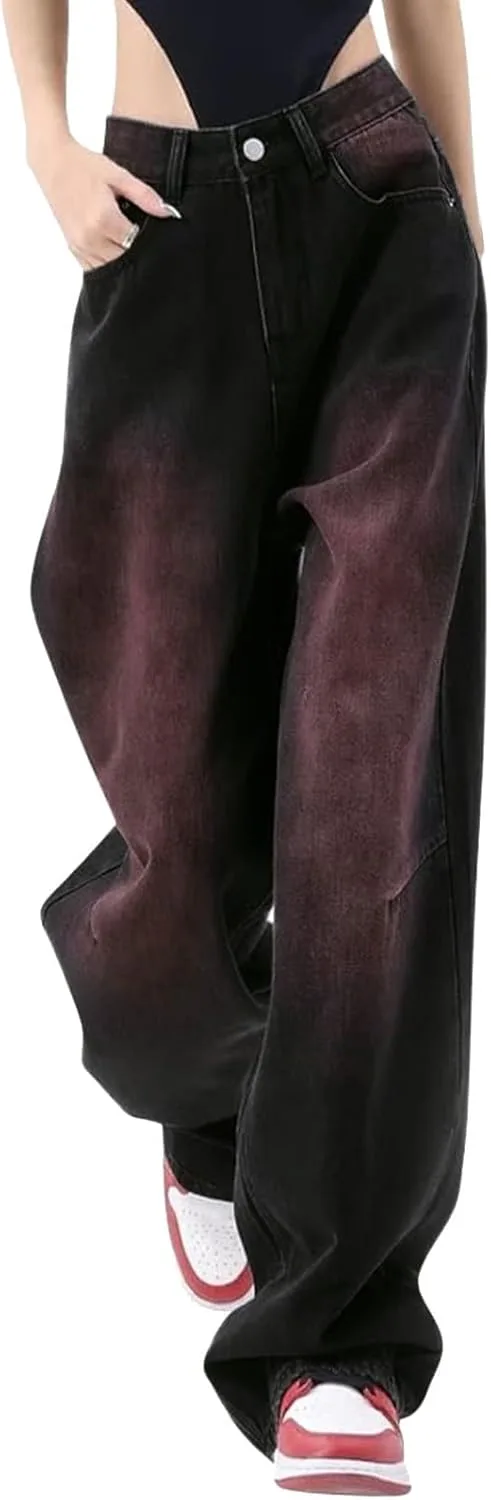 

JiXiang женские джинсы прямые мешковатые высокая посадка Y2K карго