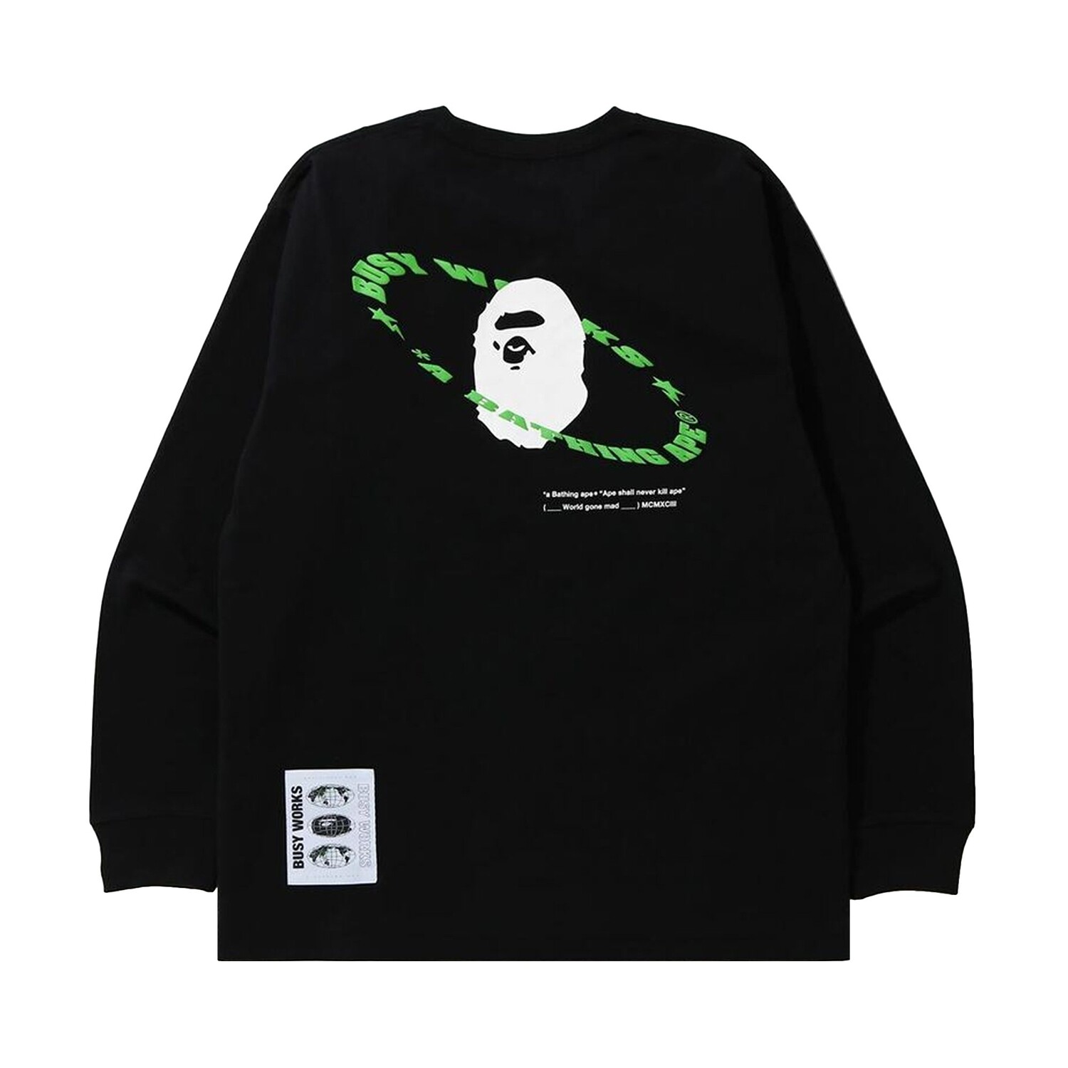 BAPE Universe Ape Футболка свободного кроя с длинными рукавами, черная — фото 2