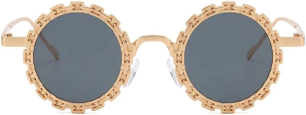 

Солнцезащитные очки Melrose Fashion в стиле 90-х, круглые, для женщин, с цветочным принтом, модные, для рейв-вечеринок, дискотек, фестивалей, ретро-панк, Gold/Black