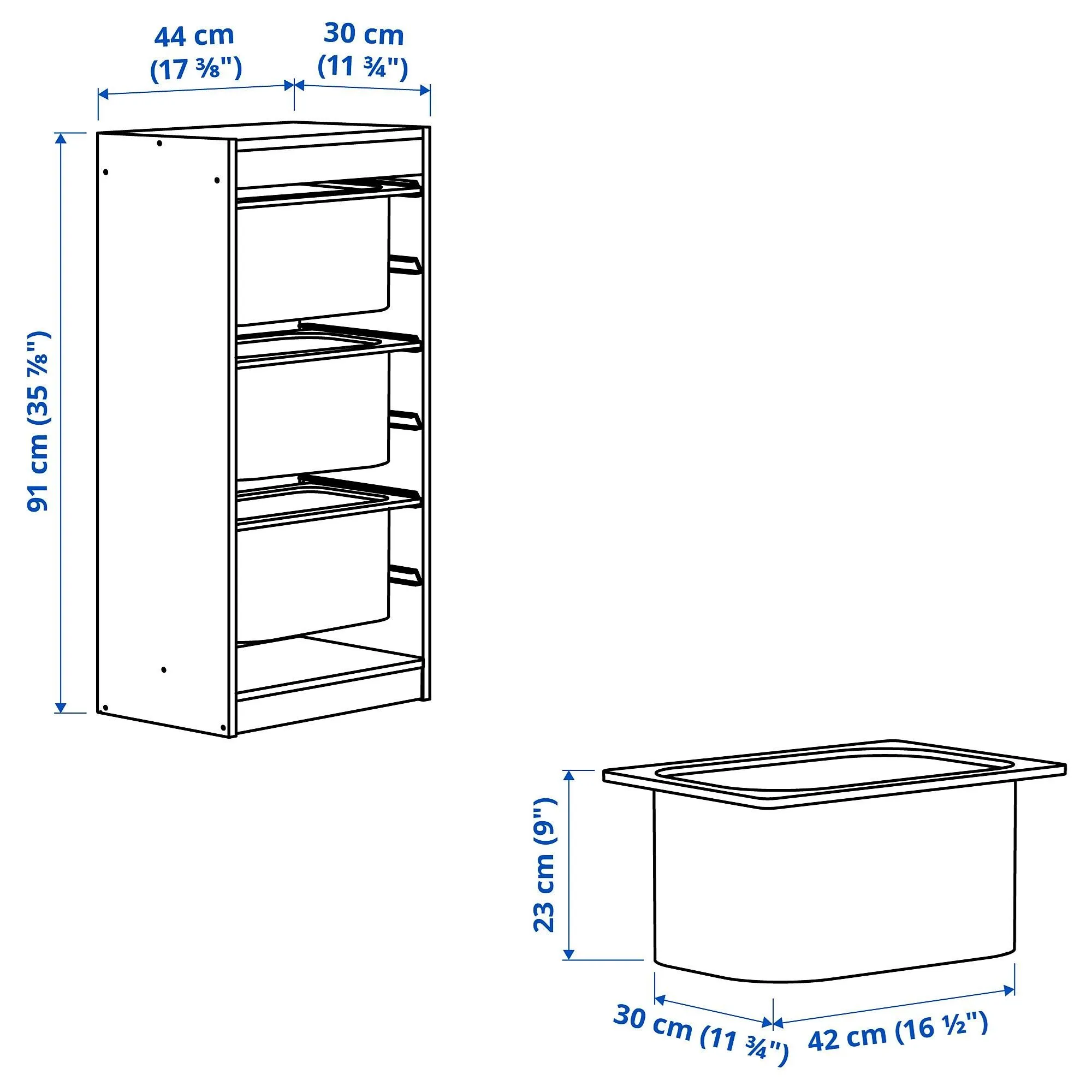 Шкаф для хранения, сосна/серо-синий, 44x30x91 см, TROFAST IKEA — фото 4
