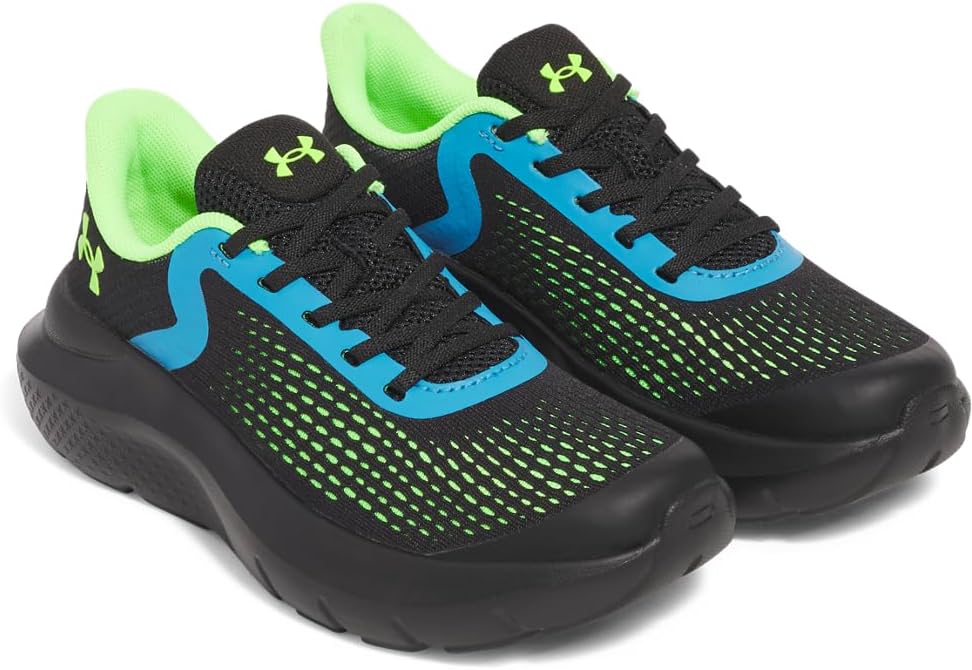 Кроссовки Under Armour Boys Pre School Rogue 4 с альтернативной шнуровкой, черный/зеленый — фото 2