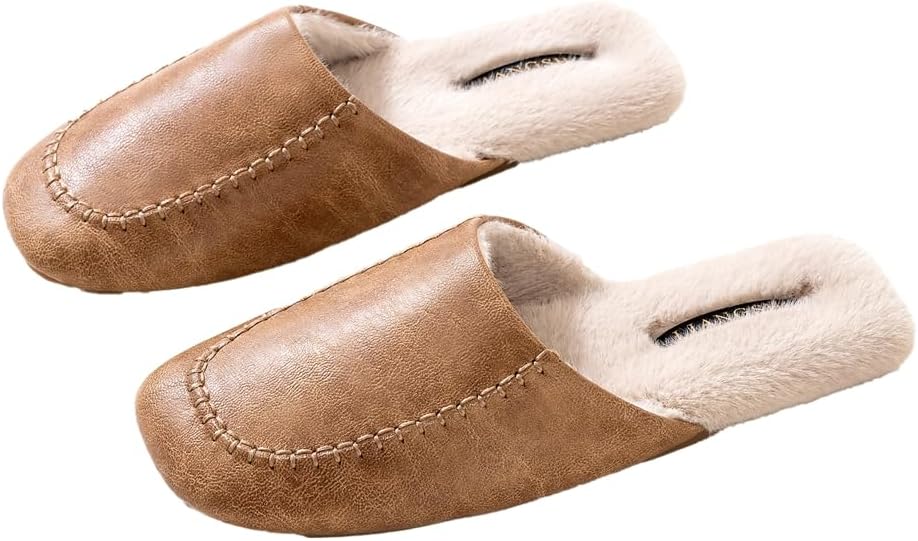 

Теплые мюли Yafirgeer для женщин и мужчин, элегантные домашние тапочки с закрытым носком, стильная обувь для дома и улицы, Caramel