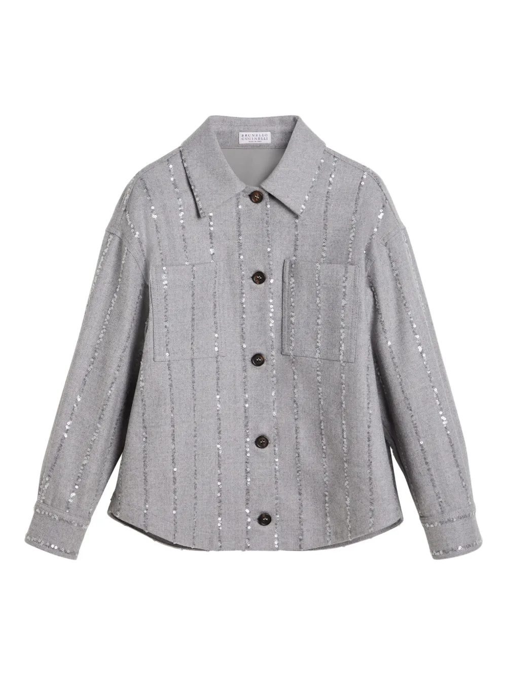 

Фланелевая рубашка с пайетками Brunello Cucinelli Kids, серый